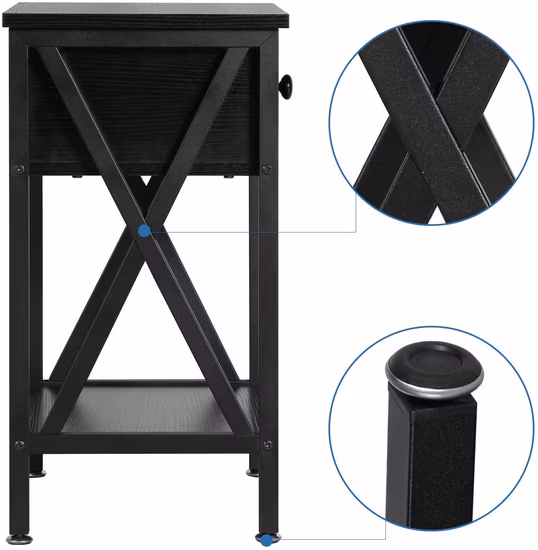 2 Drawer End Table Night Stand with Bin Drawer